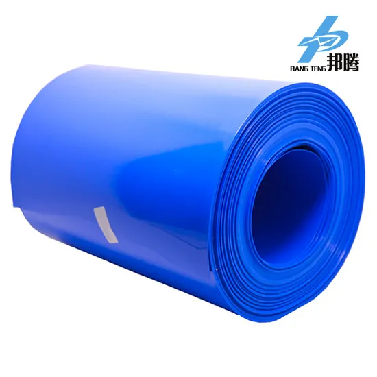 500 毫米薄膜 Penyusut Panas PVC Biru Lay-Flat untuk Paket Baterai