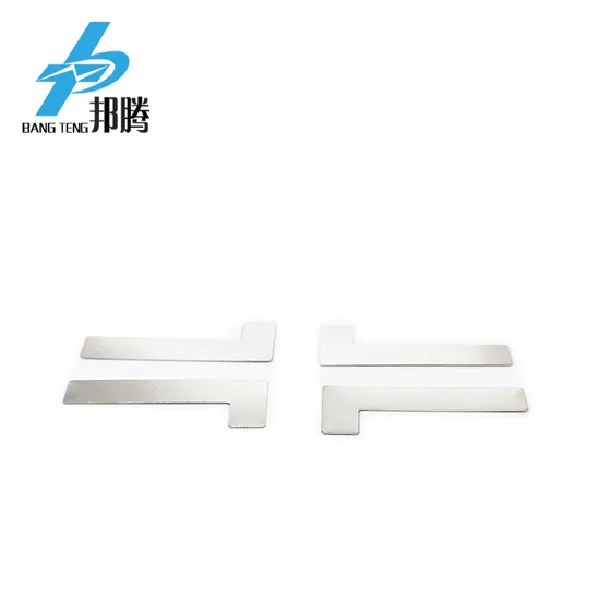 OEM L Tipe Baterai Lembar Bentuk Konektor Nikel 0.15 mm Konektor 焊接 Nikel 和 Pengelasan 18650 Konektor Nikel Baterai